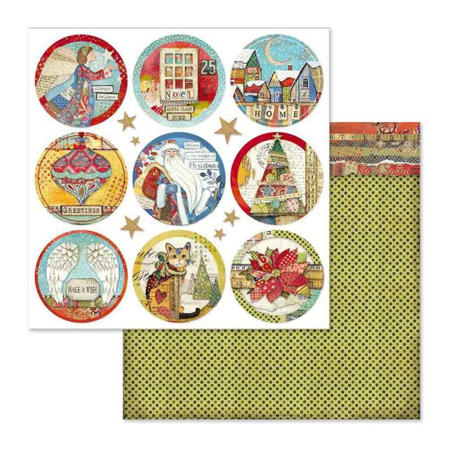 Лист двусторонней бумаги к коллекции Christmas Patchwork, 30,5х30,5 см, от Stamperia, SBB637