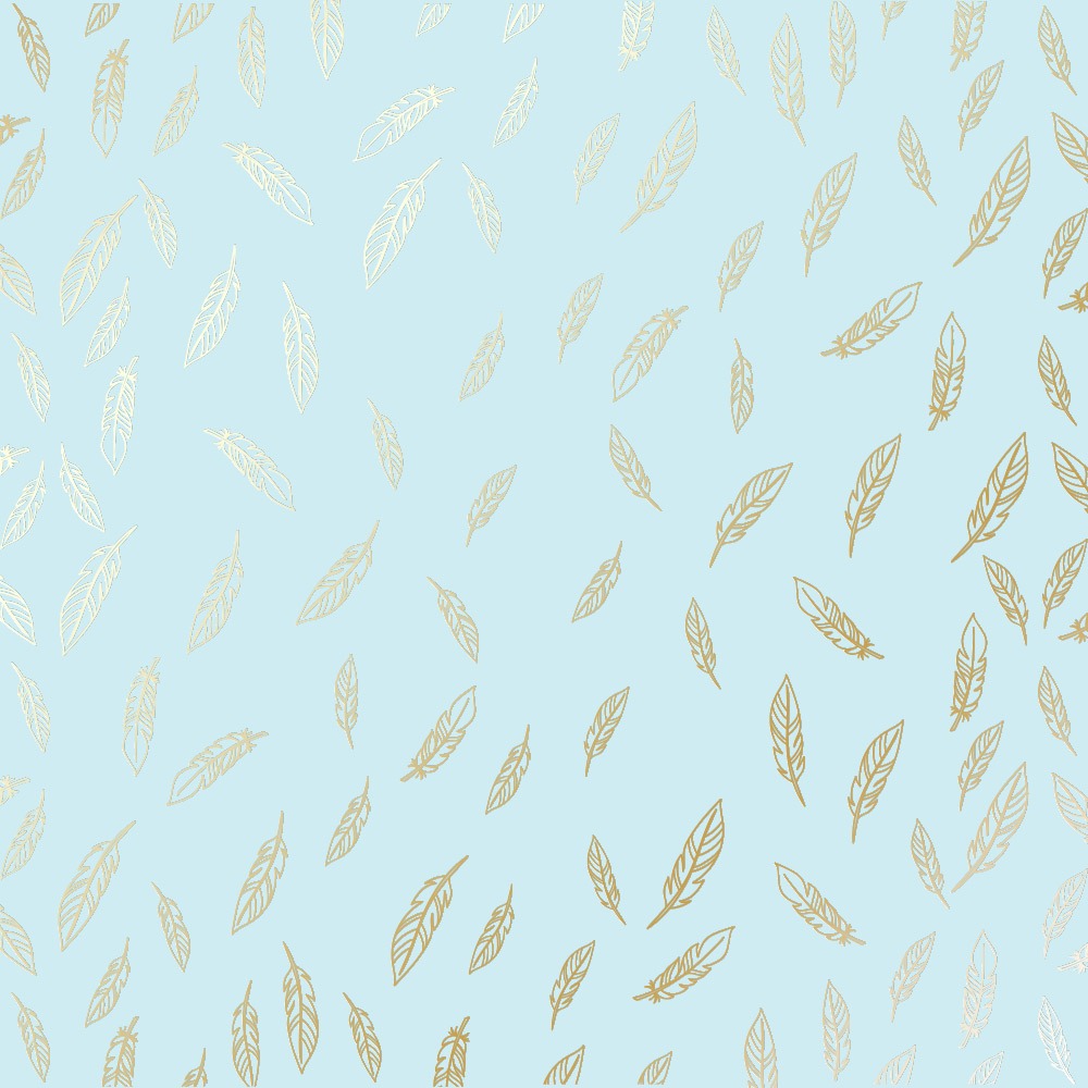 Лист односторонней бумаги с фольгированием Golden Feather Blue от Фабрика Декору, 30,5 х 30,5 см