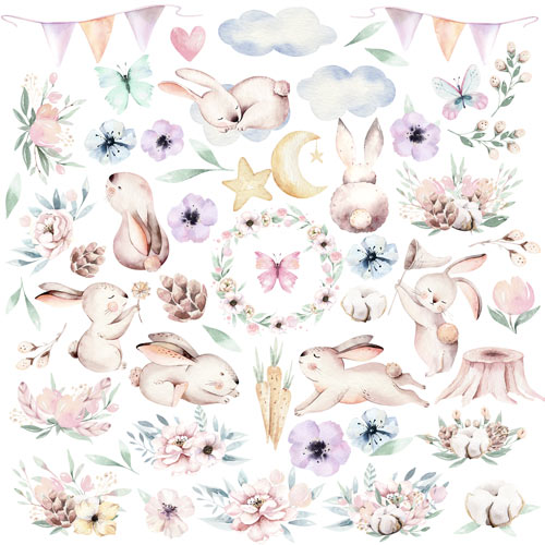 Лист с картинками для вырезания Sweet bunny 30,5х30,5 см, от Fabrika Decoru