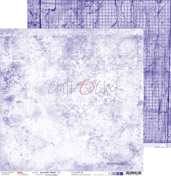 Лист двухсторонней бумаги LAVENDER MOOD - 03, 30,5x30,5cm, 250 гр./кв.м., от Craft O'Clock