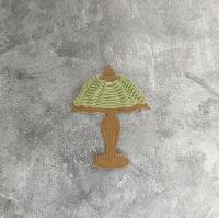 Лампа с абажуром с элементами макраме от "Такие узелки", цвет лесной орех+оливковый
