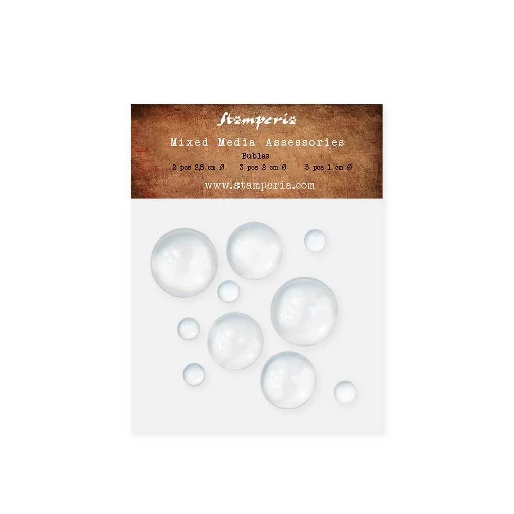 Декоративное украшение - "Big bubbles" от Stamperia, 10 шт  (2шт ~ 2,5см + 3 шт ~2см + 5шт ~ 1см), SBA398