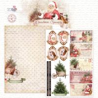 Лист двусторонней бумаги DB0012-03 из коллекции "Christmas Sparkle", A4, пл. 190 г/м, от DreamLight Studio