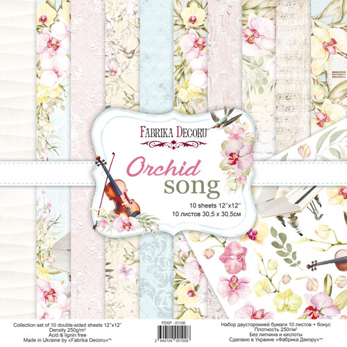 Набор скрапбумаги Orchid song 30,5x30,5 см 10 листов, от Fabrika Decoru