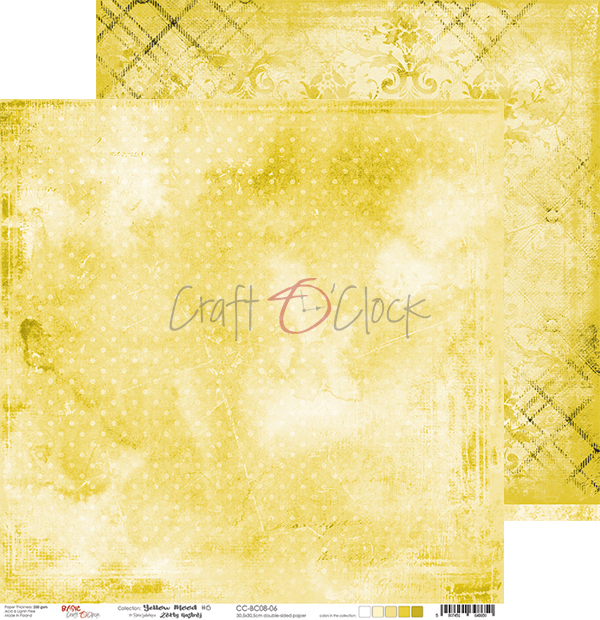 Лист двухсторонней бумаги YELLOW MOOD - 06, 30,5x30,5cm, 250 гр./кв.м., от Craft O'Clock