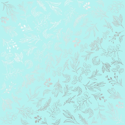 Лист односторонней бумаги с фольгированием Silver Branches Turquoise от Фабрика Декору, 30,5 х 30,5 см