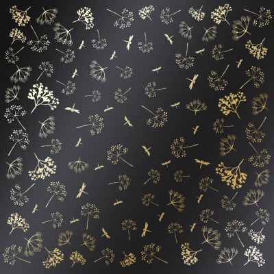 Лист односторонней бумаги с фольгированием Golden Dill Black от Фабрика Декору, 30,5 х 30,5 см