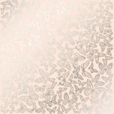 Лист односторонней бумаги с фольгированием Silver butterflies beige от Фабрика Декору, 30,5 х 30,5 см