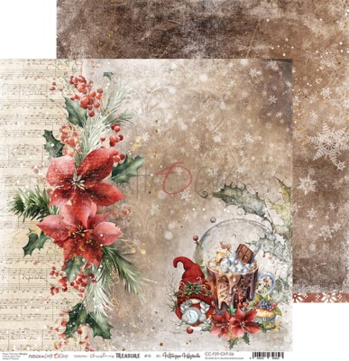 1/4 набора двусторонней бумаги CHRISTMAS TREASURE, 6 листов, 20,3x20,3cm, 190 гр./кв.м, от Craft O'Clock