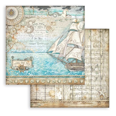 Набор двусторонней бумаги SONGS OF THE SEA от Stamperia, 10 листов 20,3x20,3, SBBS90