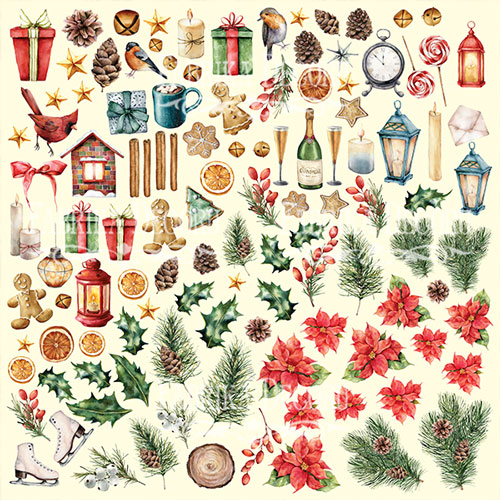 Лист с картинками для вырезания Our warm Christmas30,5х30,5 см,  Fabrika Decoru