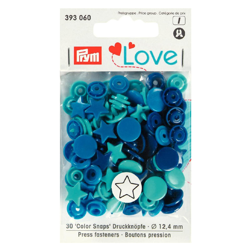 Кнопки "Color Snaps" звезда 12,4мм  Prym Love  - Синий, Голубой,Бирюзовый