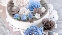 Набор цветов "Пионы и розы"бежево-синие, ПБС0003