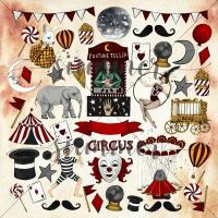 10 шт! Лист для вырезания "Circus elements" (Цирковые элементы) 250гр, 30,5*30,5см, SS10122020-6