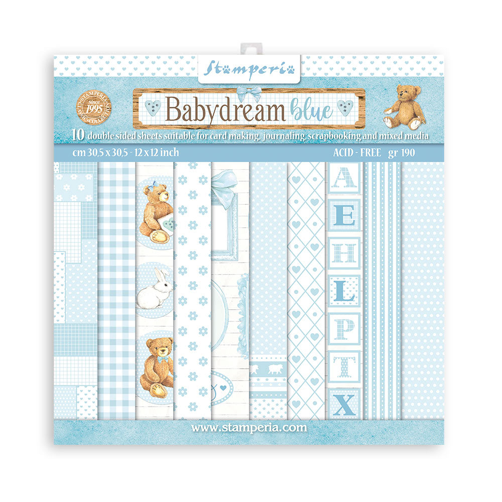 Набор двусторонней бумаги DAYDREAM-LIGHT BLUE от Stamperia, 10 листов 20,3x20,3