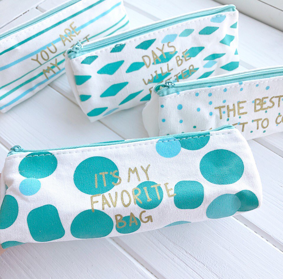 Пеналы-косметички "Мятная радость" - Мелкий горошек