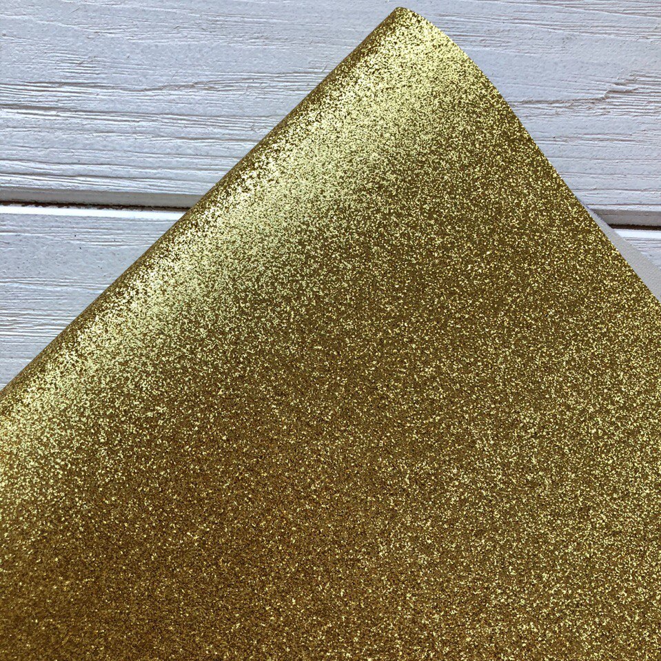 Отрез плотной глиттерной ткани -желтое золото, 35х50 см