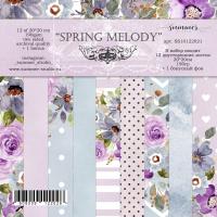 Набор двусторонней бумаги Spring melody (12 листов +1 бонус), 190гр, 20*20 см, SS10122021, от Summer Studio