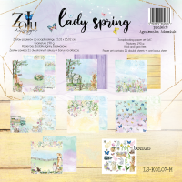 Набор двусторонней бумаги  Lady Spring  15 х15 см, 21 лист + бонус, 190 г/м2, от ZoJu Design