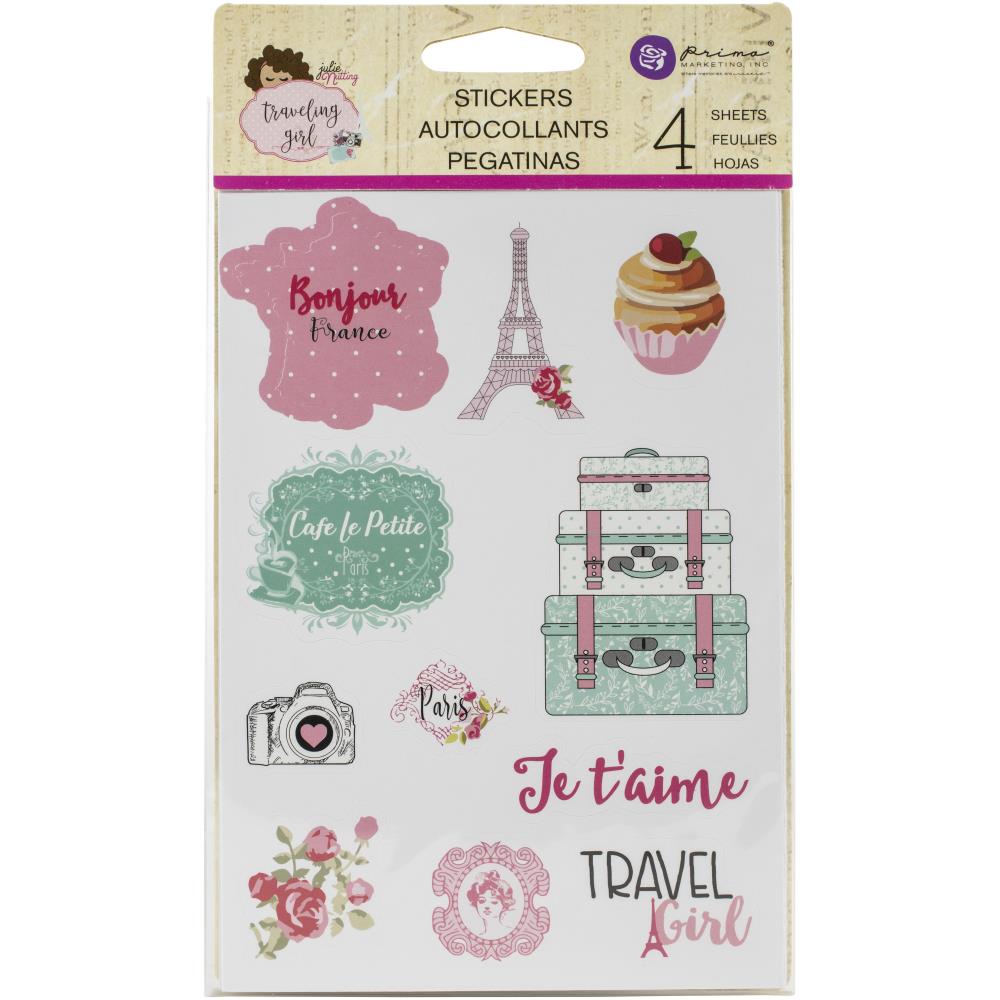 Набор наклеек Words & Icons - Traveling Girl - Prima Marketing (4 листа)