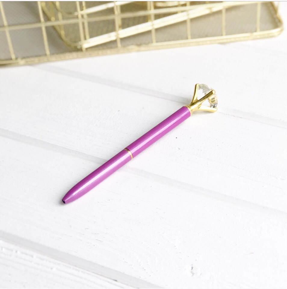 Ручка с бриллиантом Матовая розовая
