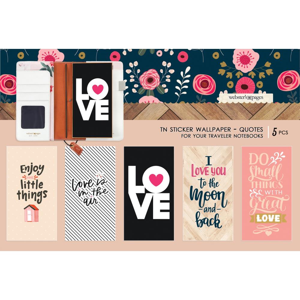 Набор наклеек для тетрадок Мидори Love Quotes - Color Crush Travel Notebook Sticker Wallpaper - Webster's Pages