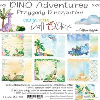 1/4 набора двусторонней бумаги DINO ADVENTURES, 20,3x20,3cm, 190 гр./кв.м, 6 листов, от Craft O'Clock