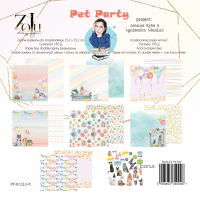 Набор двусторонней бумаги Pet Party 15 х15 см, 21 лист + бонус, 190 г/м2, от ZoJu Design
