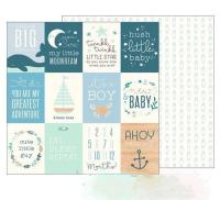 Лист двусторонней бумаги Ahoy Baby Boy Cards из коллекции Night Night Baby Boy, 30х30 см, от Pebbles