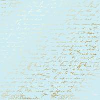 Лист односторонней бумаги с фольгированием Golden Text Blue от Фабрика Декору, 30,5 х 30,5 см