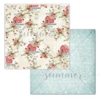 10 шт! Лист двусторонней бумаги "Farm flowers" (Фермерские цветы) 30,5х30,5 см (190 г/м), коллекция "Farmhouse" (Фермерский дом), от Summer Studio (Саммер Студио)