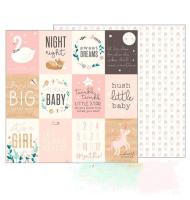 Лист двусторонней бумаги Sweet Baby Girl Cards из коллекции Night Night Baby Girl, 30х30 см, от Pebbles