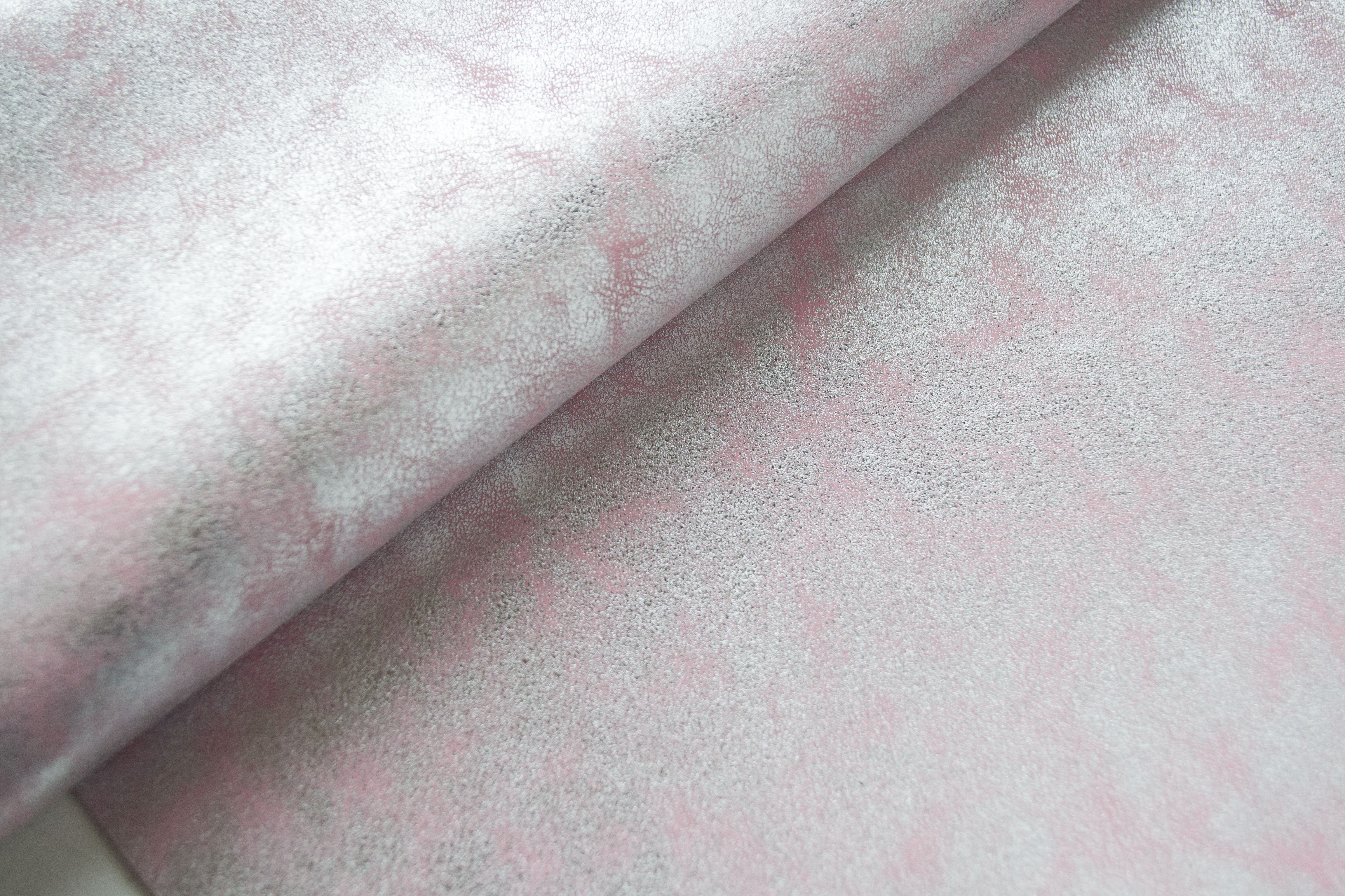 Кожзам на тканевой основе, "Мраморный металлик", Розовый шебби, 35х70 см