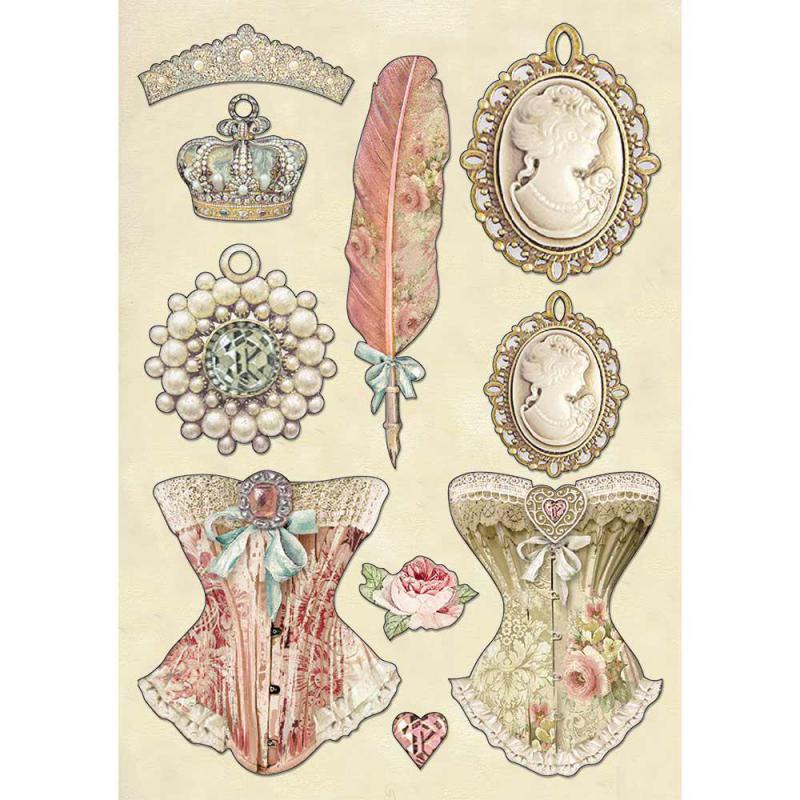 Цветная деревянная вырубка к коллекции Princess's jewellery от Stamperia, A5, KLSP081