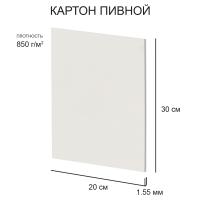 Картон пивной KLP-15, толщина 1.55 мм, 850 г/м2, 20 х 30 см 1 шт