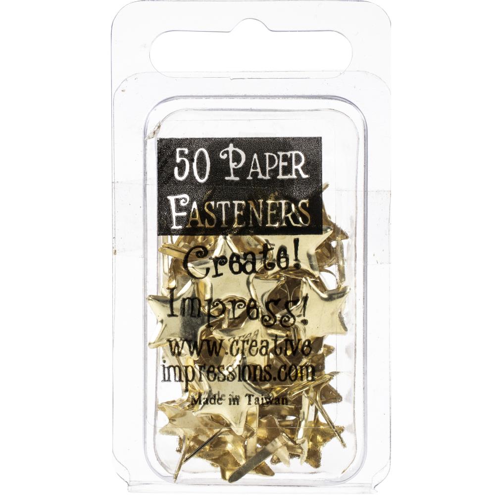 Брадс золотые звездочки Creative Impressions Metal Paper Fasteners  (50шт)