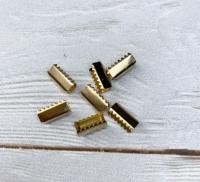 Зажим наконечник для резинки 4х11 мм золото - 1 шт