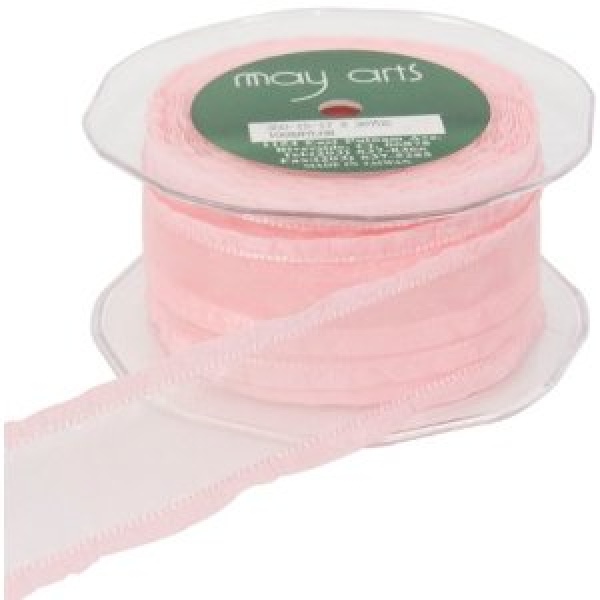 Лента May Arts  Sheer Ribbon  Light Pink, Ширина 1,5 см, 1 ярд