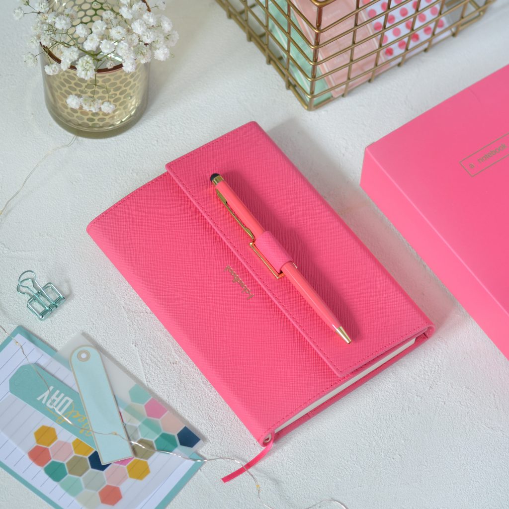 Блокнот-органайзер с ручкой Ярко-розовый