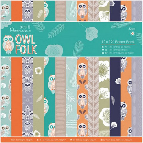 Набор односторонней бумаги Owl Folk PMA160198 30,48х30,48 см