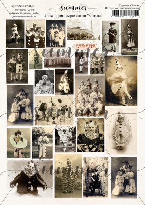 10 шт! Лист для вырезания "Цирк" (Circus) А4, SS05122020