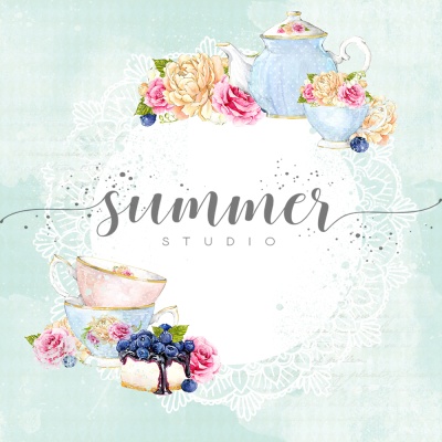 Фоновый набор двусторонней бумаги "Чаепитие" (Tea party) 20х20 см (190 г/м), от Саммер Студио (Summer Studio)