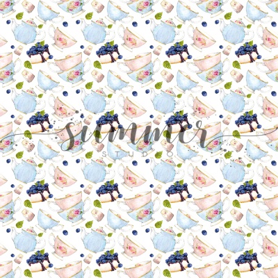 Фоновый набор двусторонней бумаги "Чаепитие" (Tea party) 20х20 см (190 г/м), от Саммер Студио (Summer Studio)