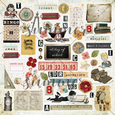 Лимитированный микс листов "Back to school" 190гр, 30,5*30,5см, SS20102021-mix, от Summer Studio
