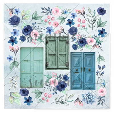 10 шт! Лист для вырезания "Снаружи синева" (Blue outside) 30,5х30,5 см (190 г/м), от Саммер Студио (Summer Studio)