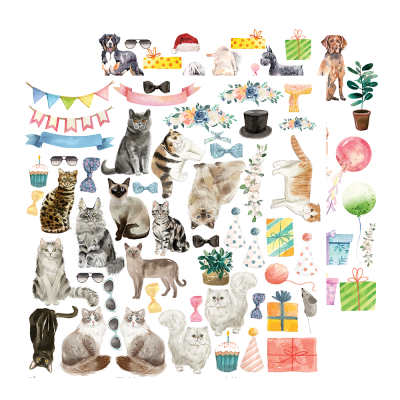 Набор двусторонней бумаги "PET PARTY" 30 х30 см, 7 листов + бонус, 190 г/м2, от ZoJu Design
