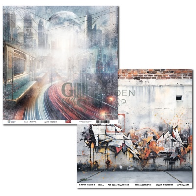 Сет из 2х наборов двусторонней бумаги для скрапбукинга"Город живёт" от GoldenScrap, 30,5*30,5 см, 12 двусторонних листов (6х2 шт), плотность 235 г/м2, GS14012025-set