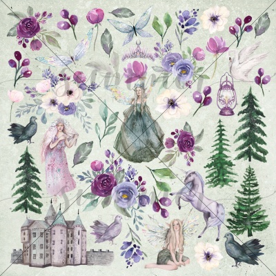 10 шт! Лист для вырезания "Сказка" (Fairy tale) 190гр, 30,5*30,5см, SS25122020-6