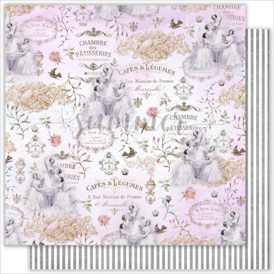 10 шт! Лист двусторонней бумаги "Балет" (Ballet) к коллекции "Нежное чувство" (Tender Sentiment), 190гр, 30,5*30,5см, SS05122018-4, от Саммер Студио (Summer Studio)