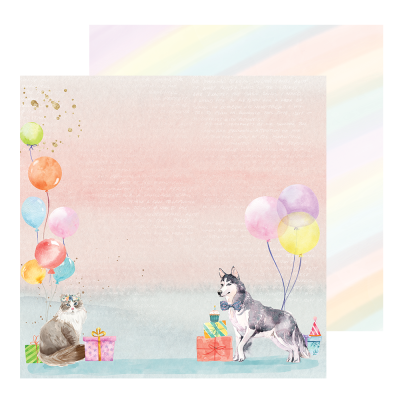 Набор двусторонней бумаги Pet Party 15 х15 см, 21 лист + бонус, 190 г/м2, от ZoJu Design